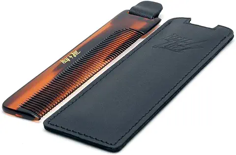 HEY JOE! - Deluxe Comb Leather Case | Peine de Hombre de Bolsillo con Funda de Cuero Natural  