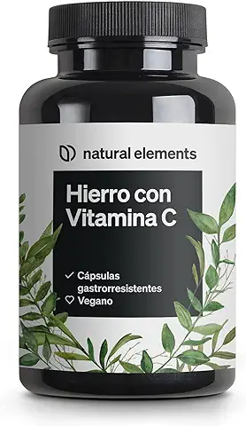 Hierro Suplemento con Vitamina C – 20 mg de bisglicinato de hierro por cápsula – 180 cápsulas gastrorresistentes – materia prima de primera calidad: FerrochelTM (quelato de hierro)