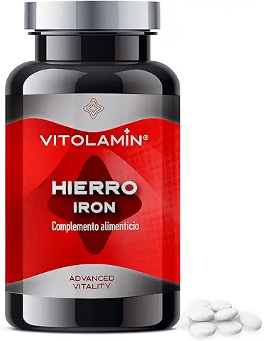 HIERRO Suplemento - VITOLAMIN® 180 COMPRIMIDOS VEGETARIANOS - Contribuye al Metabolismo Energético y Reduce el Cansancio y la Fatiga  