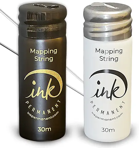 Hilo de Mapeo de Cejas Permanente de Ink Permanent en Blanco y Negro [2 Botellas 30 m Cada] Cordón de Mapeo Preentintado para Maquillaje Permanente y Suministros de Microblading, Kit de Mapeo de Cejas  