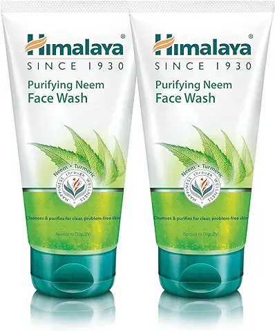 HIMALAYA HERBALS Gel Purificante de Lavado de cara de Neem | Limpia Profundamente los Poros y el Acné | Lavado Facial a base de Hierbas | 150g (2-Pack Purifying Neem Face Wash Gel)  