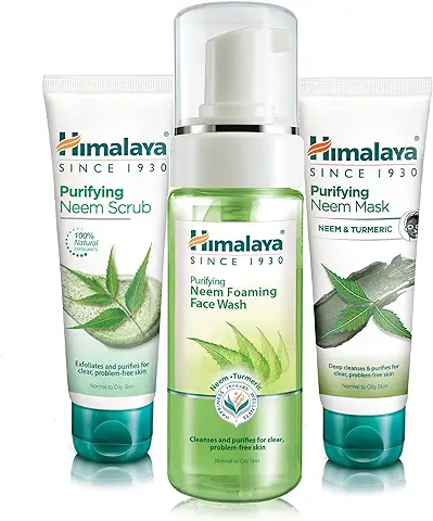 Himalaya Neem Face Wash Foam, Scrub and Mask - Solución Natural sin Jabón para los Hombres y las Mujeres - Ayuda a Minimizar, Controlar y Prevenir el Acné - Set de 3 (Total Acne Solution Set-Foam)  