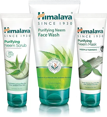 Himalaya Neem Face Wash Gel, Scrub and Mask - Solución Natural sin Jabón para los Hombres y las Mujeres - Ayuda a Minimizar, Controlar y Prevenir el Acné - Set de 3 (Total Acne Solution Set-Gel)  
