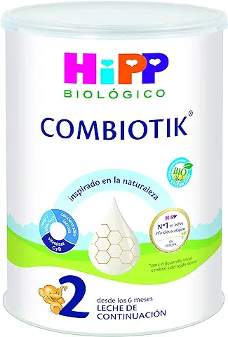 HiPP Combiotik 2 - Leche para Bebés Ecológica - 800 gr - Leche BIO para Bebés de 6 a 12 Meses - Contiene Lactosa, Omega-3, Prebióticos, Vitaminas C y D - Sin GMO - Especial Fácil Digestión  