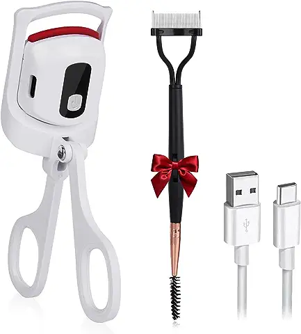 HLGO Rizador de Pestañas con Calefacción, Rizador de Pestañas Eléctrico, Rizador de Pestañas Recargable por USB-C, Rizador Natural Rápido y Moldeado de Larga Duración, con Pantalla de Temperatura  