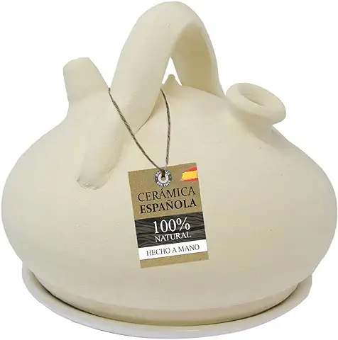 HOGAR Y MAS Botijo Barro Tradicional 100% Natural 1 Litro. Producto Ecológico, Hecho a Mano.  