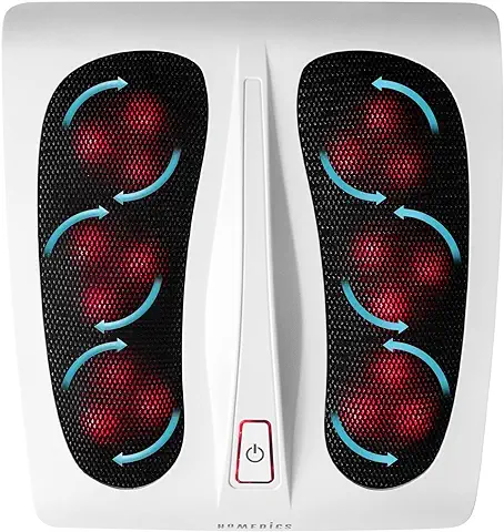 HoMedics Deluxe Shiatsu Masajeador Eléctrico para Pies con Calor – 6 Nodos Giratorios, 18 Cabezales de Masaje Plantar, Suaviza los Músculos  