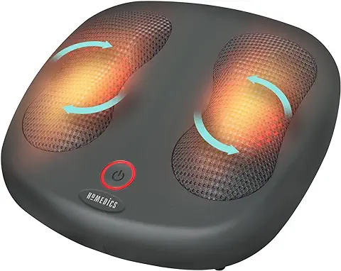 HoMedics Dual Masajeador Eléctrico para Pies – Masaje Plantar Profundo Shiatsu con 12 Cabezales Giratorios, Descontractura los Músculos - Portátil y Compacto  