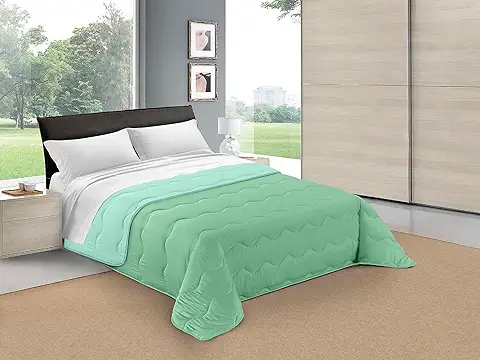 HomeLife - Edredón de una Plaza, Reversible, Cálido y Suave Edredón Invernal Bicolor, Microfibra Piel de Melocotón, Transpirable e Hipoalergénico, Made in Italy (170 x 260 cm, Salvia/Verde)  