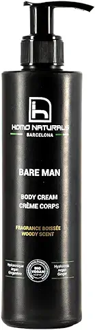 Homo Naturals Crema Hidratante Corporal Hombre BIO - Crema Cuerpo Hombre Natural con Ácido Hialurónico - Loción Corporal Hombre Perfumada - Orgánico y Vegano - 250 ml  