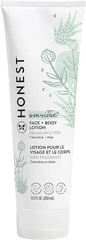 Honest Purely Simple Hipoalergénico Loción para el Rostro y el Cuerpo con Productos Botánicos Derivados Naturalmente para piel Sensible, Libre de Fragancia, 8.5 Onzas Líquidas  