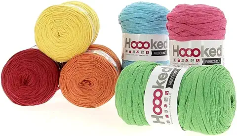 Hoooked RibbonXL - Hilo Textil Gigante de Ropa Reciclada, 120 Metros, en Bonitos Colores, Algodón, Rio Paradise, 120 Meter  