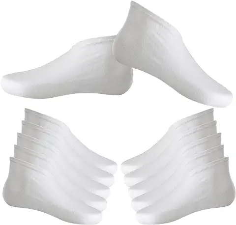 Hotop 6 Pares Calcetines Hidratantes de Algodón Calctines de Spa de Pies para Piel Seca Dura Agrietada, Blanco  