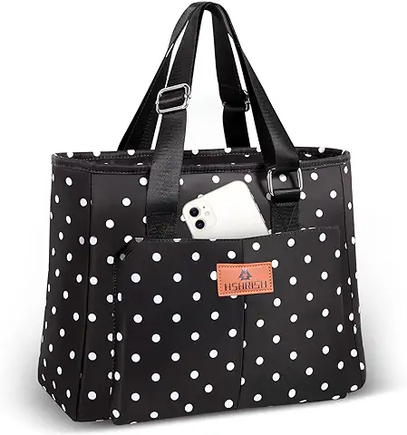 HSHRISH Bolsa Termica Porta Alimentos Mujeres, Polifuncional Portátil Bolsa de Almuerzo Isotermica de Fugas para Adultos, Niñas, Trabajo, Compras, Picnic, Playa, al aire Libre, 15 l Negro  