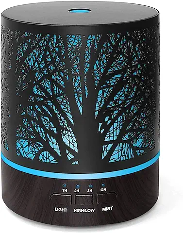 Humidific Humidificador Difusor de Aceites Esenciales Ultrasónico: 300ml Difusor Aromas Aromaterapia de Metal con 7 Colores para el Hogar Oficina Yoga SPA Dormitorio, TY300  