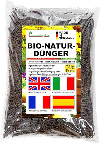 Humusziegel - 7.5 kg Pellets Gránulos Orgánicos de Estiércol de Caballo - Bio Fertilizante Organico Natural de Liberacion Lenta- Abono Natural para Vegetales/Hierbas/Flores  