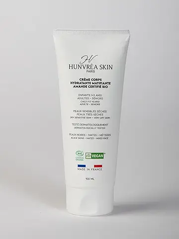 Hunvrea-Skin, Crema Hidratante de Cuerpo Certificada Ecológica y Vegana, Pieles Sensibles, Secas a muy Secas, con Manteca de Karité y Aceite de Almendras Dulces Ecológico - 100ml  