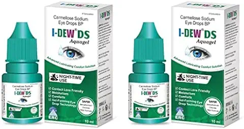 I-Dew DS Night-Time Aquagel Eye Drops for Dry Eyes, Eye Drops for Contact Lens Users and Red Eyes DUO PACK  