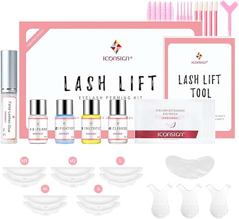 ICONSIGN Lash Lift Kit(2nd Generation), Kit Profesional Semi-Permanente de Rizado de Pestañas Adecuado para Salón y Uso en Casa  