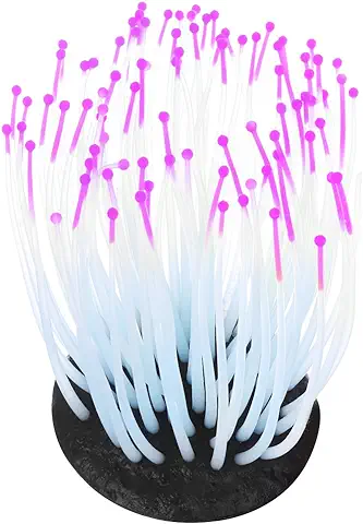 Iluminación Realista Algas de Silicona Vivo Ornamento de Plantas de Coral Artificial para Acuario Submarino Tanque de Peces Jardín Luz Nocturna Decoración Del Paisaje(Púrpura)  