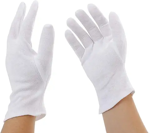Incutex Guantes de tela de Algodón, Blancos, Talla: M  