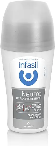 Infasil Desodorante Roll On Neutro Triple Protección, Eficaz Contra el Sudor y los Malos Olores, sin Alcohol, 50 ml  