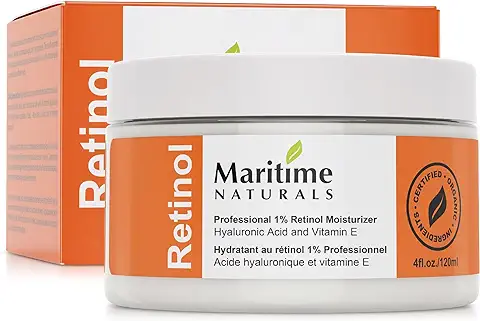 Inmensa 120 ml Crema Hidratante con Retinol + Ácido Hialurónico + Vitamina E Retinol de Grado Profesional - Manteca de Karité - Vegana - Cuidado Natural de la piel por Maritime Naturals  