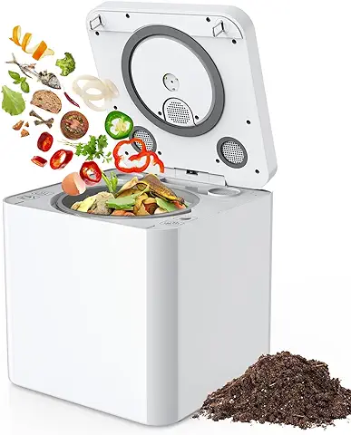 Involly Compostero Eléctrico de Cocina, Compostaje One-Touch, 3.3L Contenedor de Compostaje de Encimera Inodoro con Doble Ventilación, Autolimpiable, Compostaje Orgánico con Filtro de Carbón Activado  