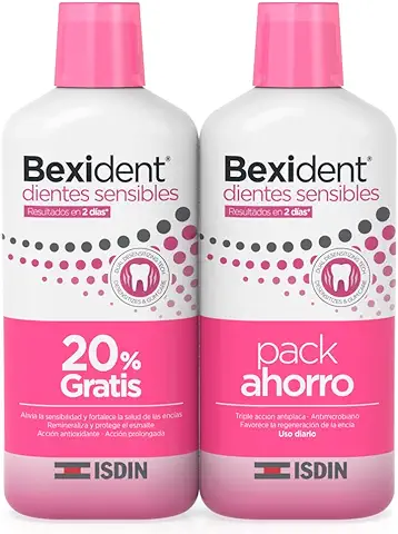 ISDIN Bexident PACK 20% GRATIS Colutorio Dientes Sensibles 500 + 500ml, CPC+Cymenol, Combate la Hipersensibilidad Dental  