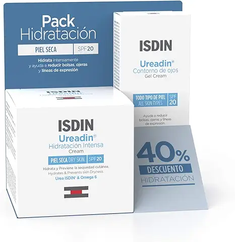 ISDIN Crema De Hidratación Intensa (SPF 20, Piel Seca) Incluye Gel Crema Contorno De Ojos (SPF 20), 2 Unidades (Paquete de 1)  