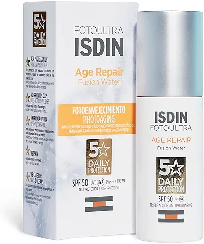 ISDIN - FotoUltra Age Repair Fusion Water SPF 50 - Protector Solar Facial de fase Acuosa, Triple Acción Anti-fotoenvejecimiento, 50 ml  