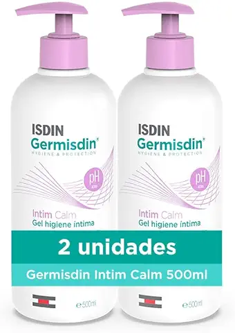 ISDIN Germisdin Intim Calm, Gel de Higiene Íntima de Uso Diario que Ayuda a Aliviar el Picor y la Irritación, Pack de 2 Unidades de 500ml  