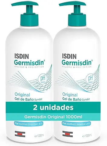ISDIN Germisdin Original Higiene Corporal de Uso Diario. Gel de Baño Syndet. Pack de 2 Unidades de 1000ml  