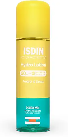 ISDIN HydroLotion SPF 50 - Fotoprotector Solar Corporal Bifásico, PROTECT & DETOX, Hidratante, Piel Radiante, 200 ml  
