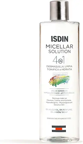 ISDIN Micellar Solution 4 en 1 Agua Micelar, Limpia, Desmaquilla, Hidrata y Tonifica, 400ml  