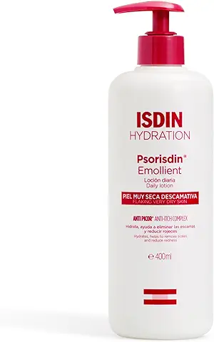 ISDIN Psorisdin Emollient, Loción Diaria, Hidrata, Elimina Escamas y Reduce las Rojeces de la piel de Personas con Psoriasis, 400ml  