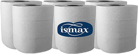 Ismax Papel Rollo Laminado Bobina Industrial Reciclado Multiusos Secamanos 1 Saco de 6 Rollos 900gr 2 Capas - 98m 2/H-Eco Metros Bobina Absorbente Ecologico Extra XXL - 20223  