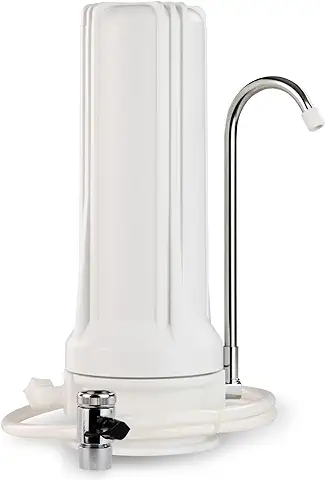 ISpring CKC1 Sistema de Filtración de Agua Potable para Mostrador con Filtro de Carbón de 2,5" x 10", Filtro de Agua para Encimera, Blanco  