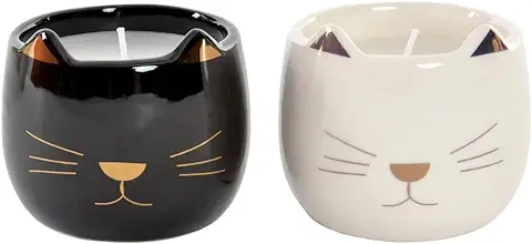 Iubihome - Velas Decorativas con Forma de Gato, Juego de 2 Portavelas con Cera de Soja, Decoracion del Hogar, Salon o Habitacion  