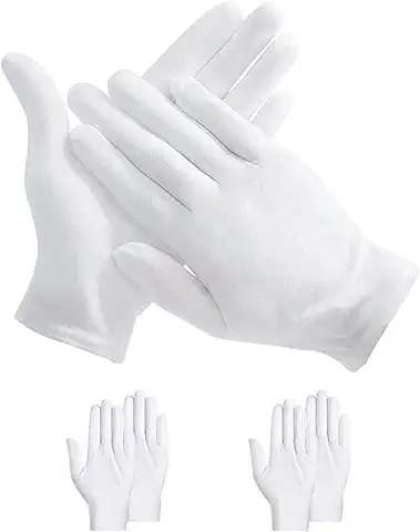 IZyufan 2 Pares Guantes Humectantes,Guantes Blancos de Algodón,Algodón Guante,Cómodo y Ttranspirable,Guantes de Algodón para Eczema y Manos Secas,Talla Unica - Unisex  