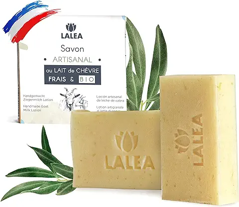 Jabón de Leche de Cabra Ecológica (2X 100g), Cuidado Facial Antiacné, Artesanía Francesa, Mascarilla de Leche de Cabra Ecológica, Anti Eczema, Puntos Negros, Acné, Cuidado Natural, Cara y Cuerpo  
