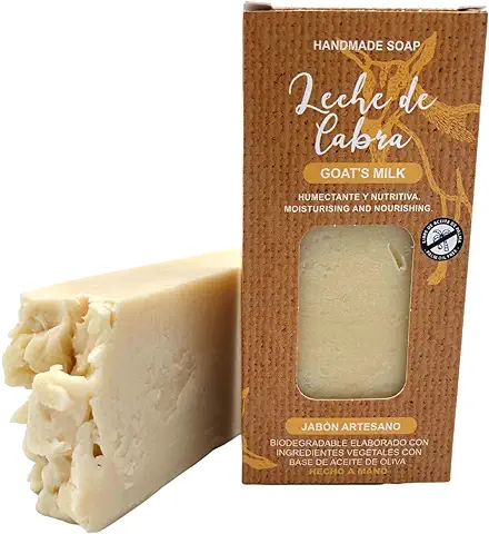 Jabón de Leche de Cabra Natural | Jabón para Manos, Cuerpo y Rostro para piel seca y Agrietada | Pastilla Jabón Artesanal Orgánico Biodegradable  
