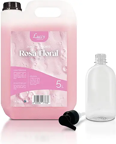Jabón de Manos Líquido Rosa Floral 5 Litros + Bote Rellenable 500 ml | Jabón Manos para Uso Profesional  