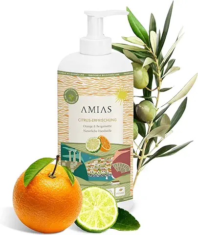Jabón de Naranja y Bergamota 500 ml | Vegano, Libre de Aceite de Palma 100% Aceite de Naranja Natural, Aceite de Oliva Orgánico, También para piel Seca, Cuidado Natural, Reengrasante... (naranja y  