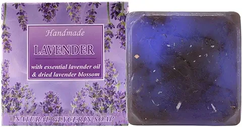 Jabón Natural Artesanal de Lavanda con Aceite de coco y Lavanda. Jabones Limpiadores Hidratantes para Pieles Secas y Sensibles, 3x60g  