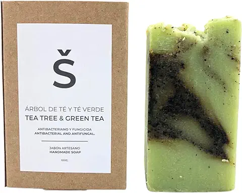 Jabón Natural de Árbol de Té | Jabones para Regalar | Para Pieles con Acné, Hongos o Bacterias | Jabón de Manos, Cuerpo y Cara | Pastilla Jabón Ecológica Artesanal | Sin Aceite de Palma (100 g)  