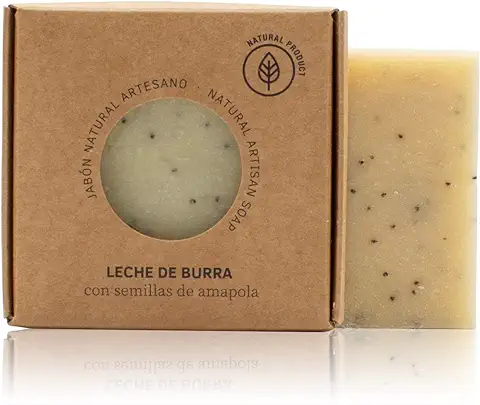 Jabón Natural Leche de Burra 100g. Orgánico, Ecológico y Vegano. Nutritivo e Hidratante. Jabón para Manos, Cara y Cuerpo.  