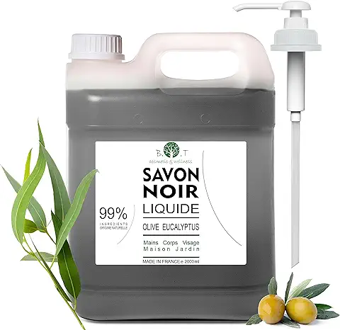 Jabón Negro 100% Natural Multiusos (Cuerpo, Rostro, Manos, Cabello, Ropa, Hogar) Cosmética Casera. Jabón Hidratante Piel Seca. Anti Acné - 2000 ml 2 L  
