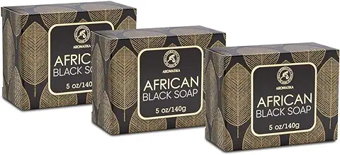 Jabón Negro Africano 3x140g - Hidratante - Nutritivo - Jabón Negro Africano 100% Crudo Natural con Manteca de Karité & Aceite de Coco para Todos los Tipos de Piel - Ingredientes Naturales  