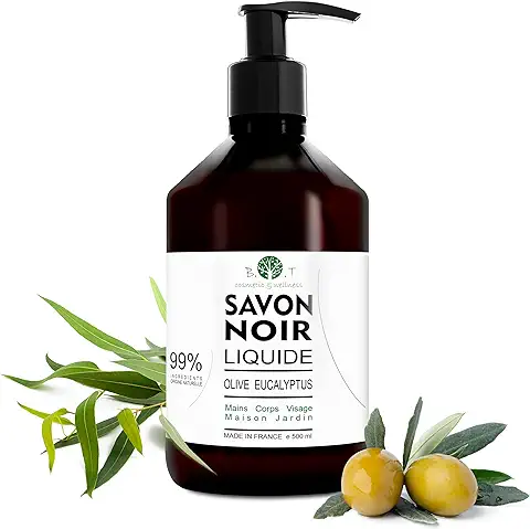 Jabón Negro Africano Artesanal, Ecológico | Exfoliante, Detox | Con Eucalipto, Aceite de Almendras | Ideal para Acné, Puntos Negros, Cabello Dañado,  